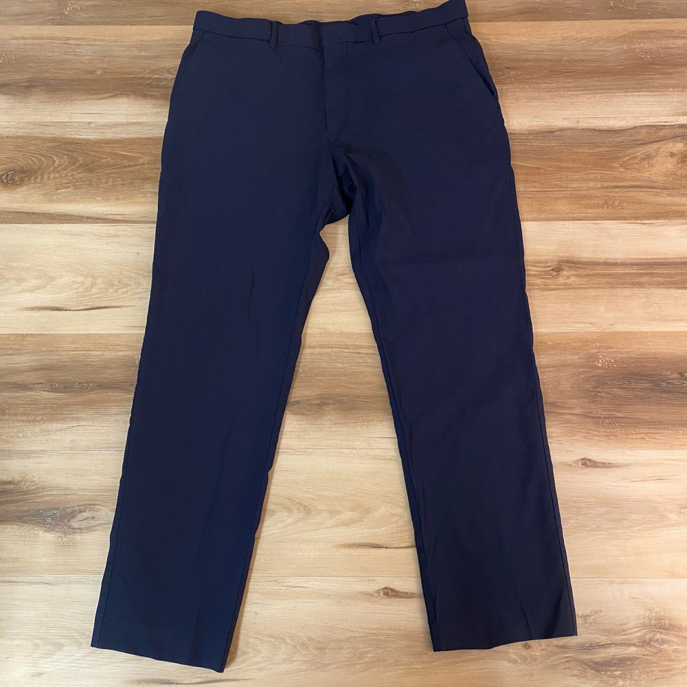 Tommy Hilfiger Mens Navy Blue Dress Pants 38W x 30L Rayon Nylon Spandex Blend